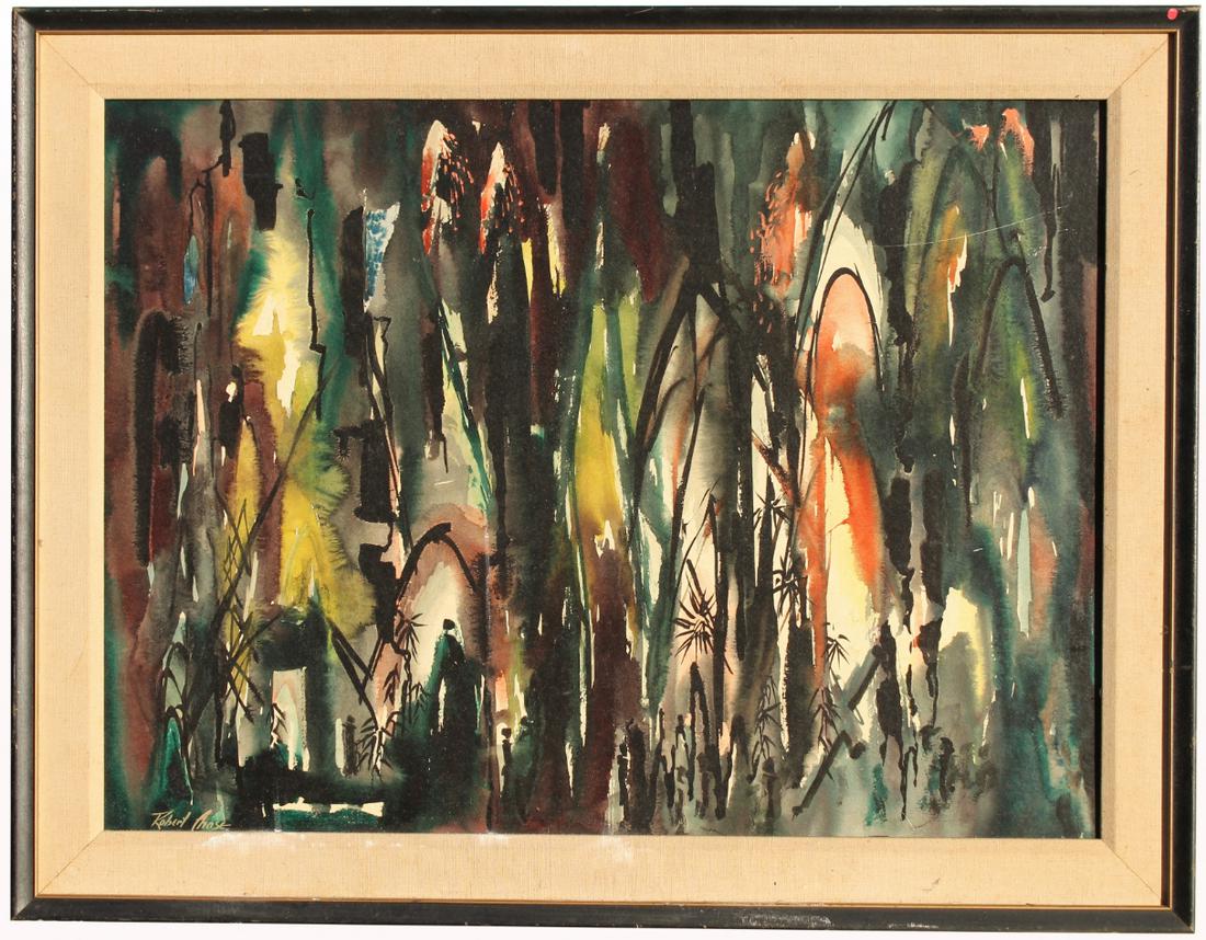 Robert Chase (Florida, B. 1919): Robert Chase (Florida, B. 1919) Watercolor on board. Signed lower left. Sight Size: 21 x 28.25 in. Overall Size: 26 x 33.5 in.