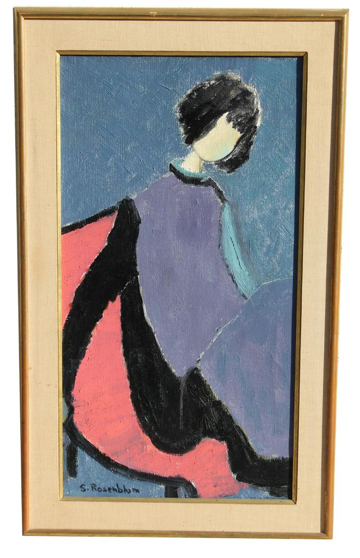 Sadie Skoletsky Rosenblum (FL/Russia 1899 - 1987): Sadie Skoletsky Rosenblum (FL / Russia 1899 - 1987). Signed lower left. Oil on Canvas. Rudolph Galleries NY stampe verso on stretcher. Sight Size: 29.25 x 15.25 in. Overall Size: 35.5 x 21.5 in.