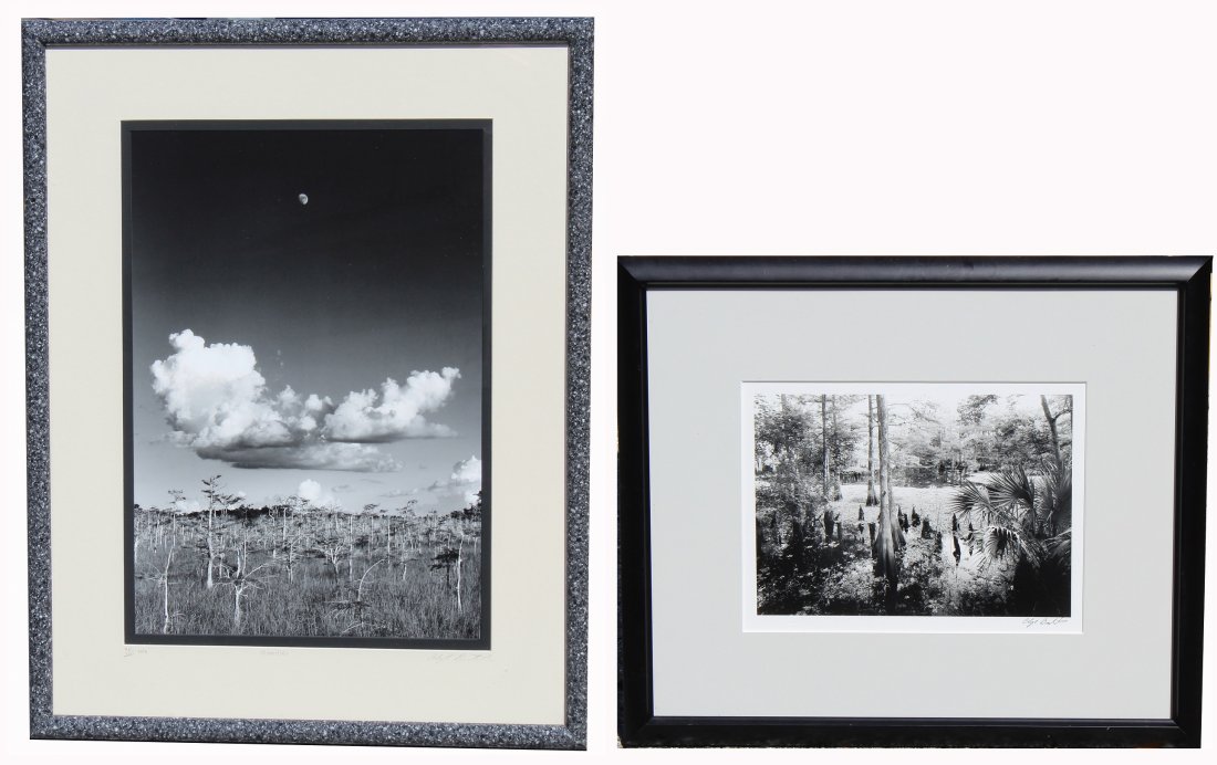 Clyde Butcher (Florida, California/Cuba, B. 1942): (2) Clyde Butcher (Florida, California/Cuba, Born 1942) Limited edition photographs. One, "Moonrise" numbered (46/250) in lower margin. Image sizes: 9 x 12 / 19 x 22 in. Overall sizes: 19 x 14 / 27.5 