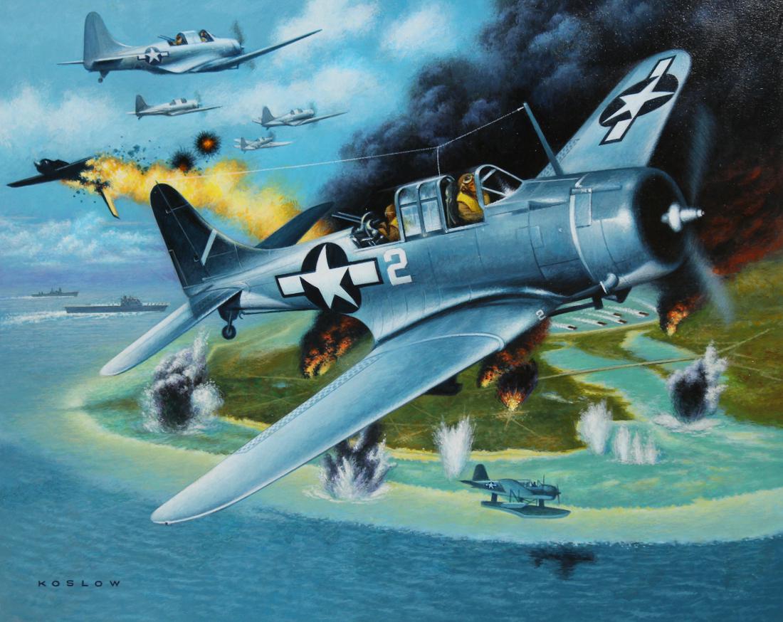 Howard Koslow (1924 - 2016) "US Liberates Islands" (1 of 5)