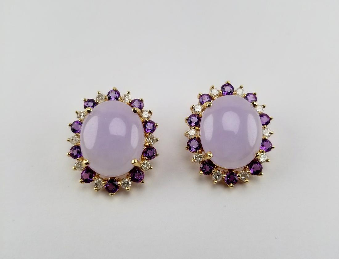 Lavender Jade, Amethyst & Diamond 14K Earrings (1 of 5)