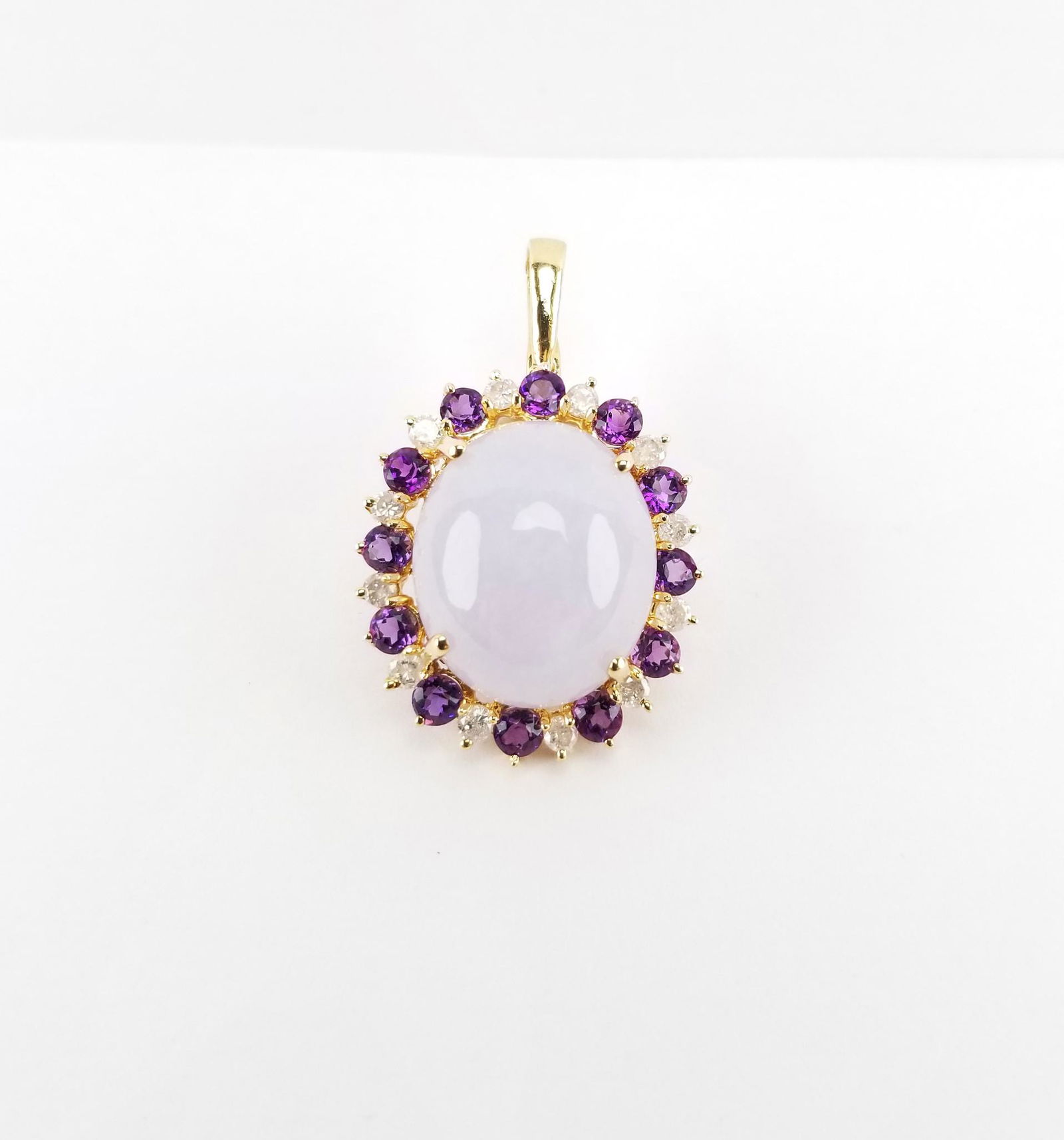 Lavender Jade, Amethyst & Diamond 14K Pendant (1 of 5)