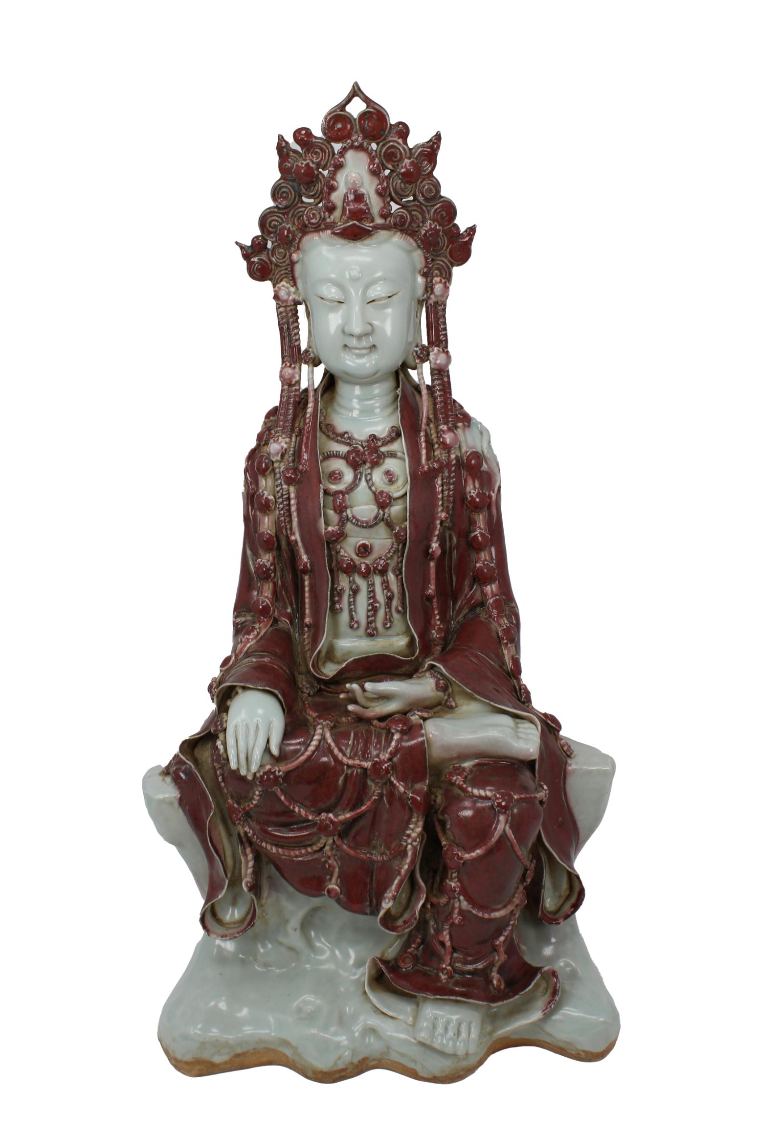Large Antique Chinese Longquan Glazed Guanyin (1 of 8)
