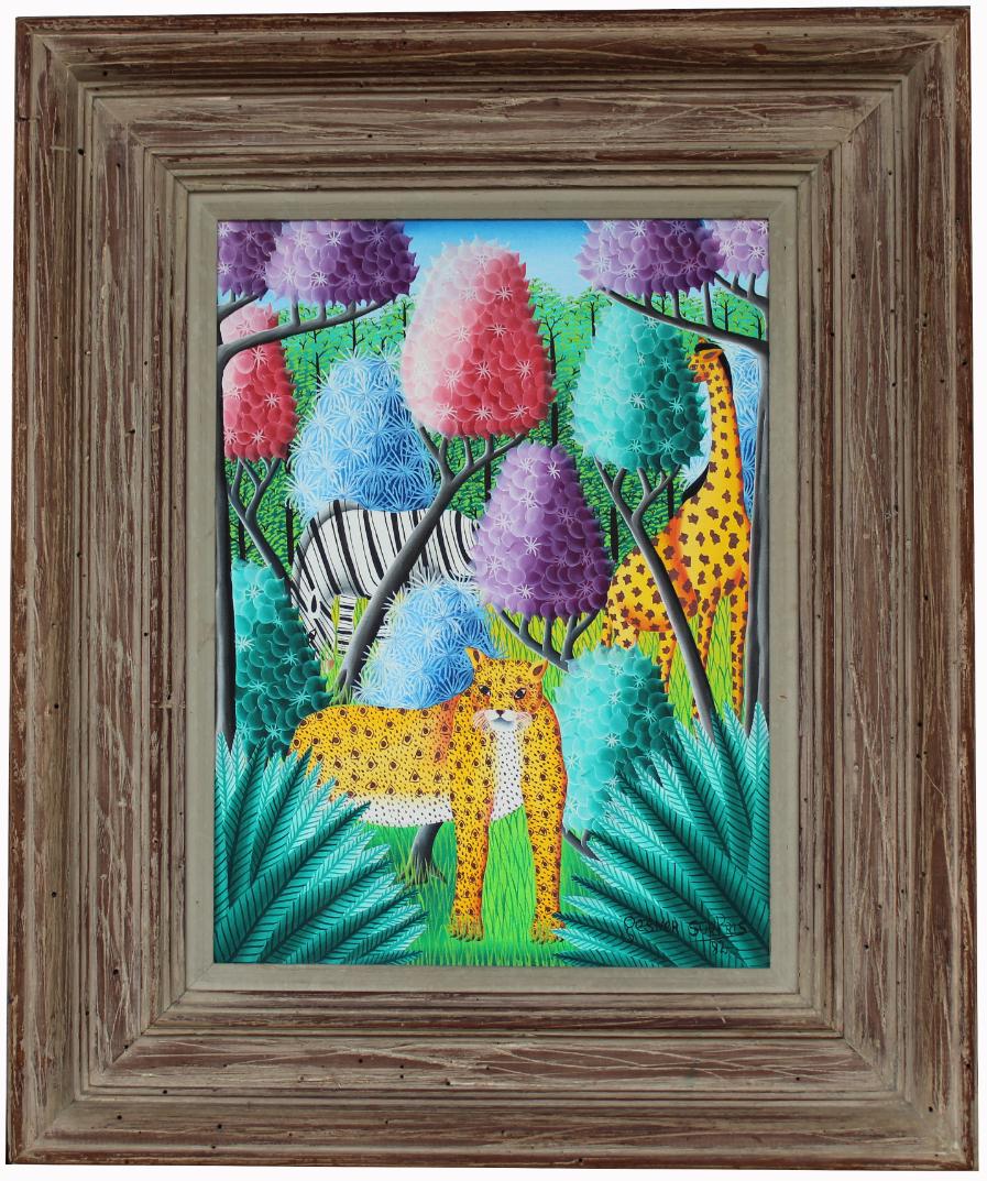 Gemar Surpris (Haiti, 20th C.): Gemar Surpris (Haiti, 20th C.) Oil on canvas painting. Signed and dated lower right. Gallery label verso. Sight Size: 15.5 x 11 in. Overall Framed Size: 24 x 20 in.
