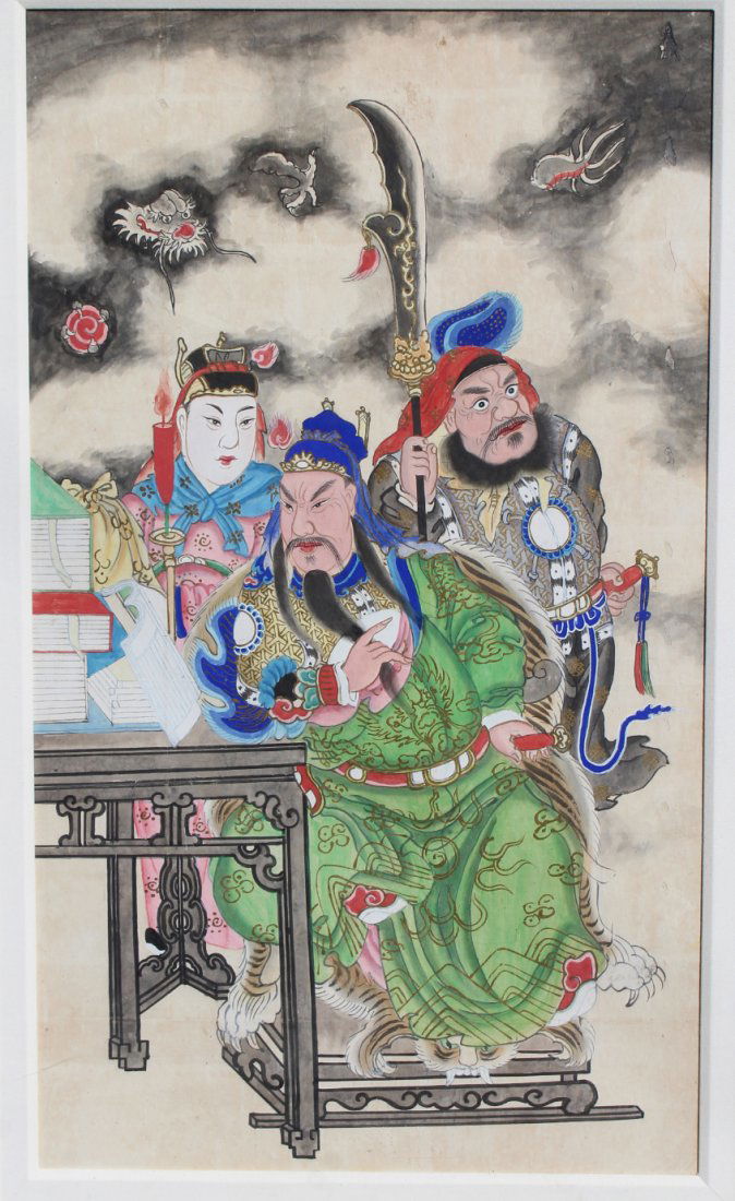 Large Chinese Watercolor "The Warriors" (1 of 8)