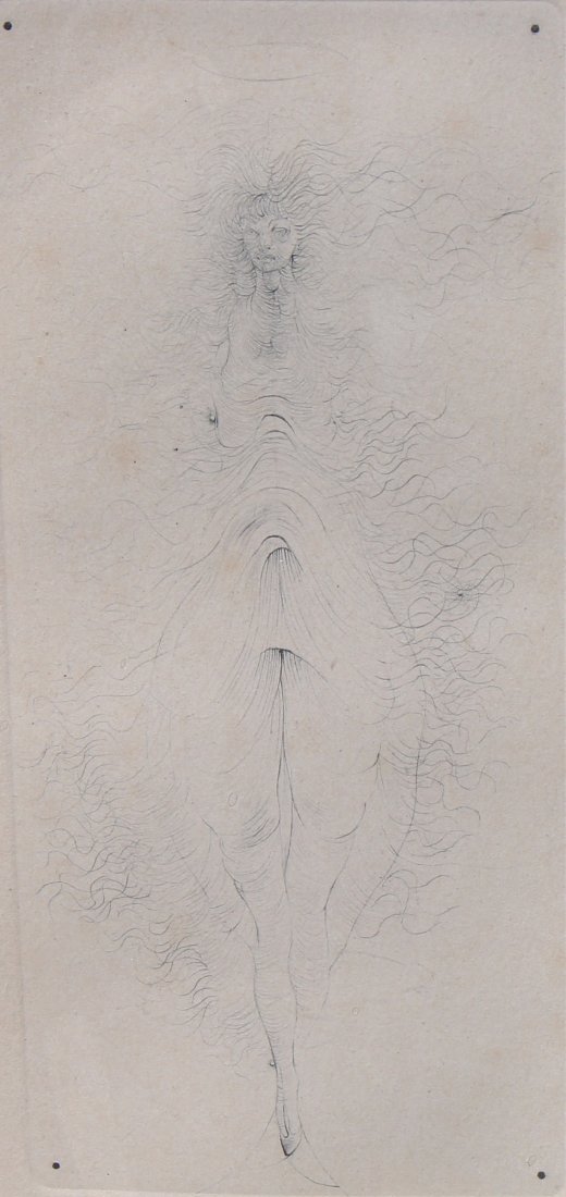 Framed Art Nouveau Etching of a Woman (1 of 3)