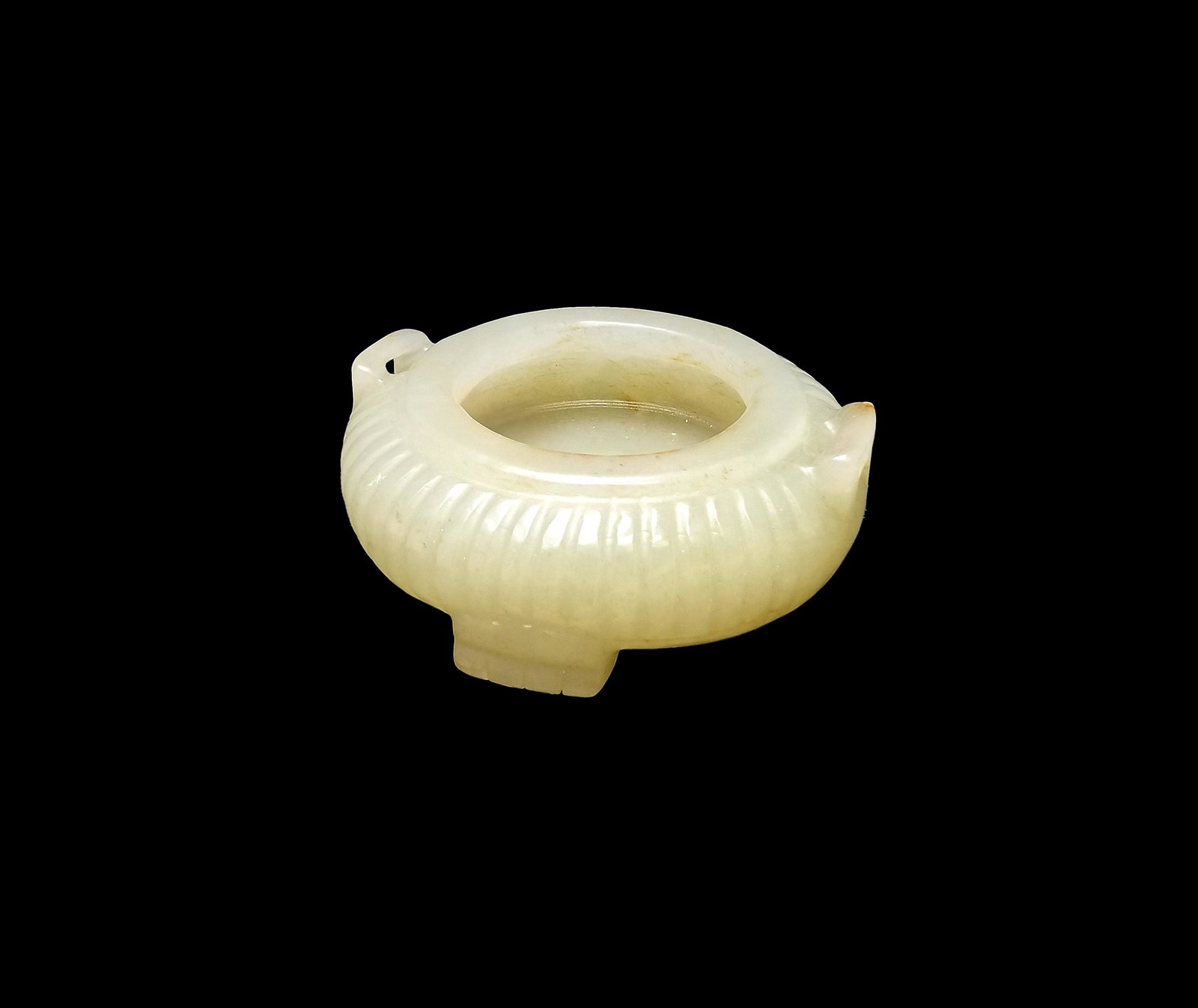 Diminutive Carved Chinese Jade Brush Washer: Diminutive Carved Chinese Jade Brush Washer. Diameter: 2 in.