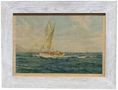 Montague J Dawson (1890 - 1973) Framed Print: IMontague J Dawson (1890 - 1973) Framed Nautical Print. Image Size: 20 x 30 in. Overall Size: 30 x 40 in. Framed behind glass.