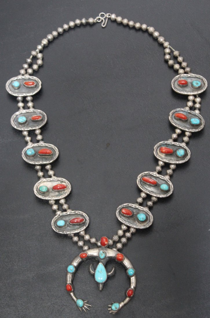 Navajo Style Silver/Turquoise Necklace (1 of 3)