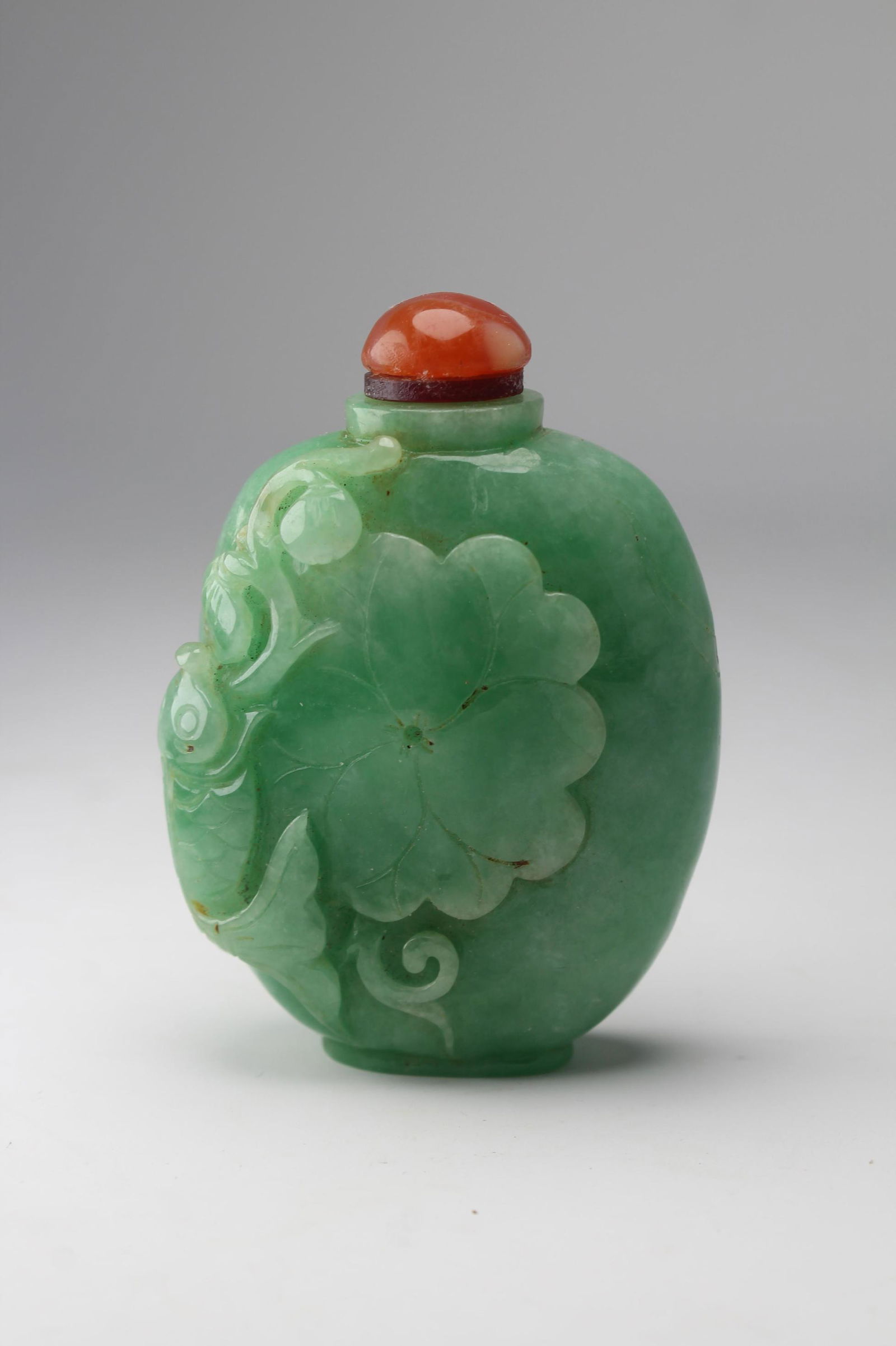 19th C. Chinese Carved Jadeite Snuff Bottle (1 of 11)