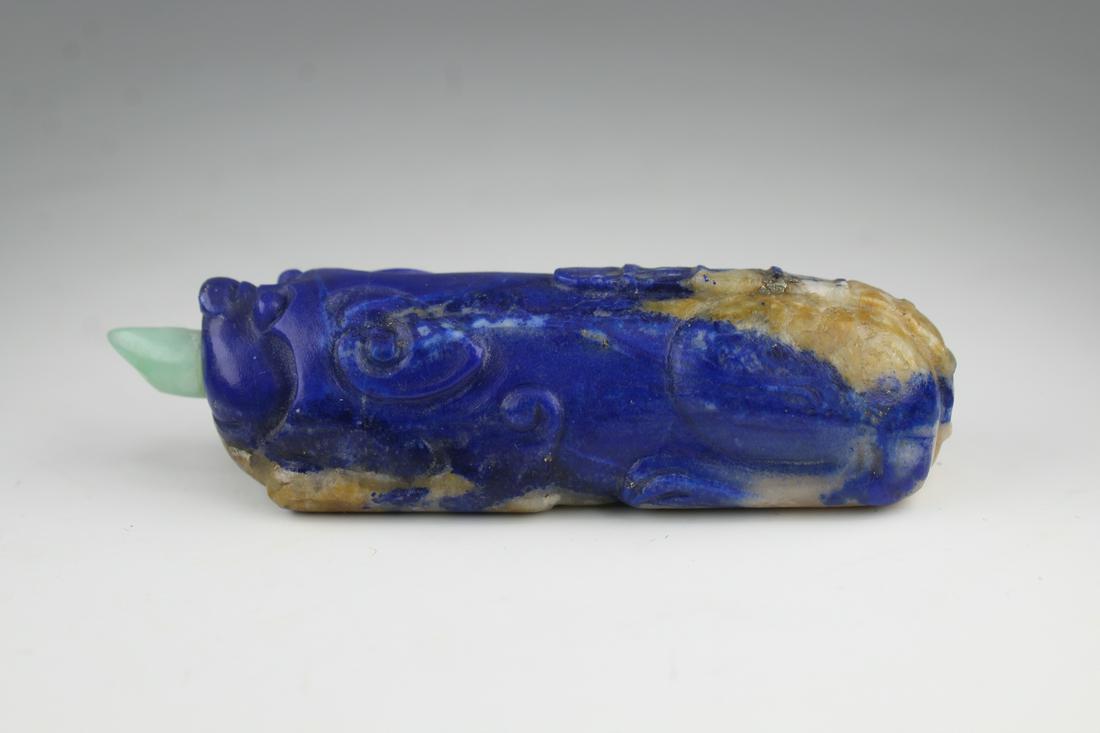 19th C. Chinese Carved Lapis Lazuli Snuff Bottle (1 of 5)