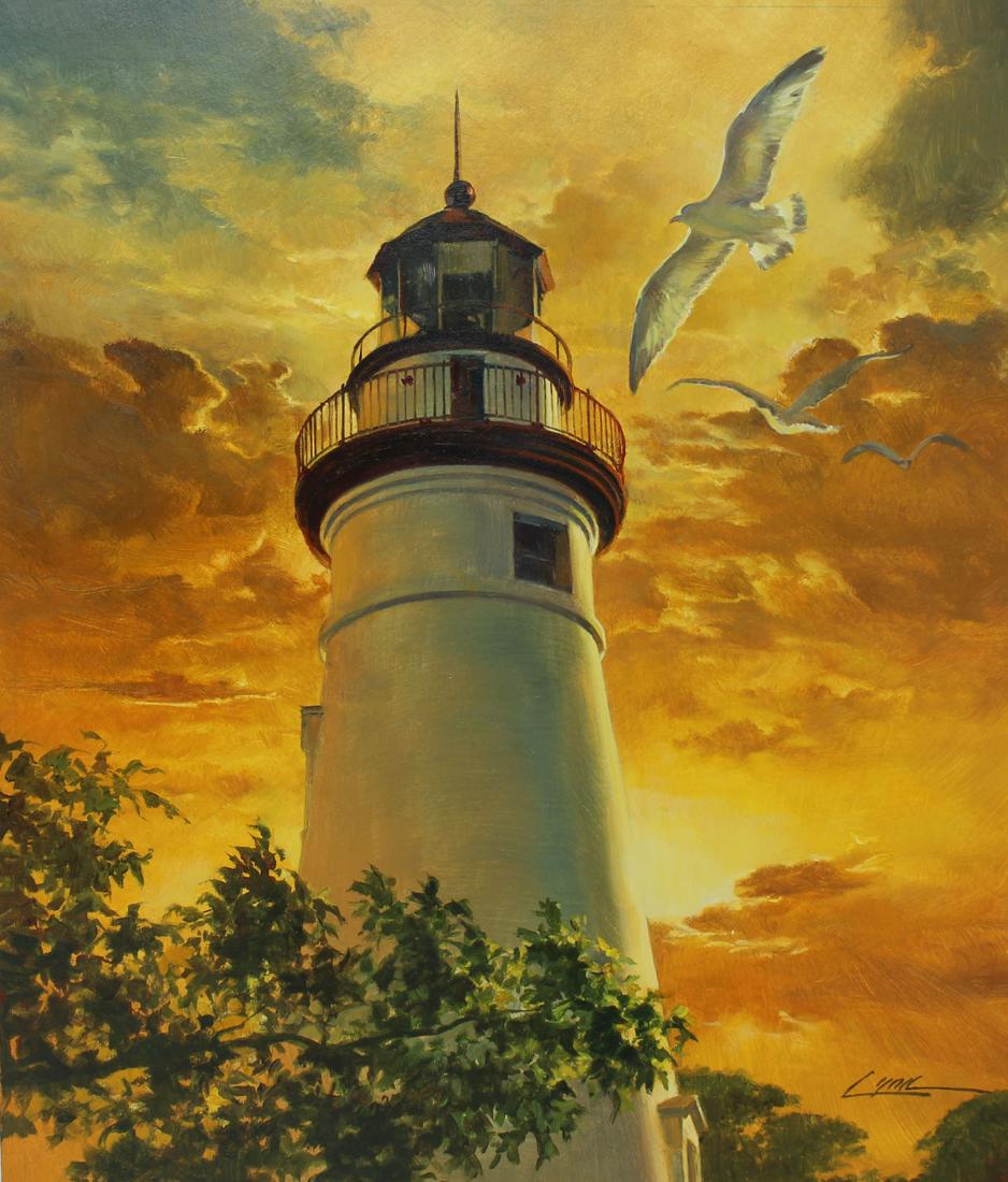 Dennis Lyall (B. 1946) "Lake Erie Lighthouse" (1 of 5)