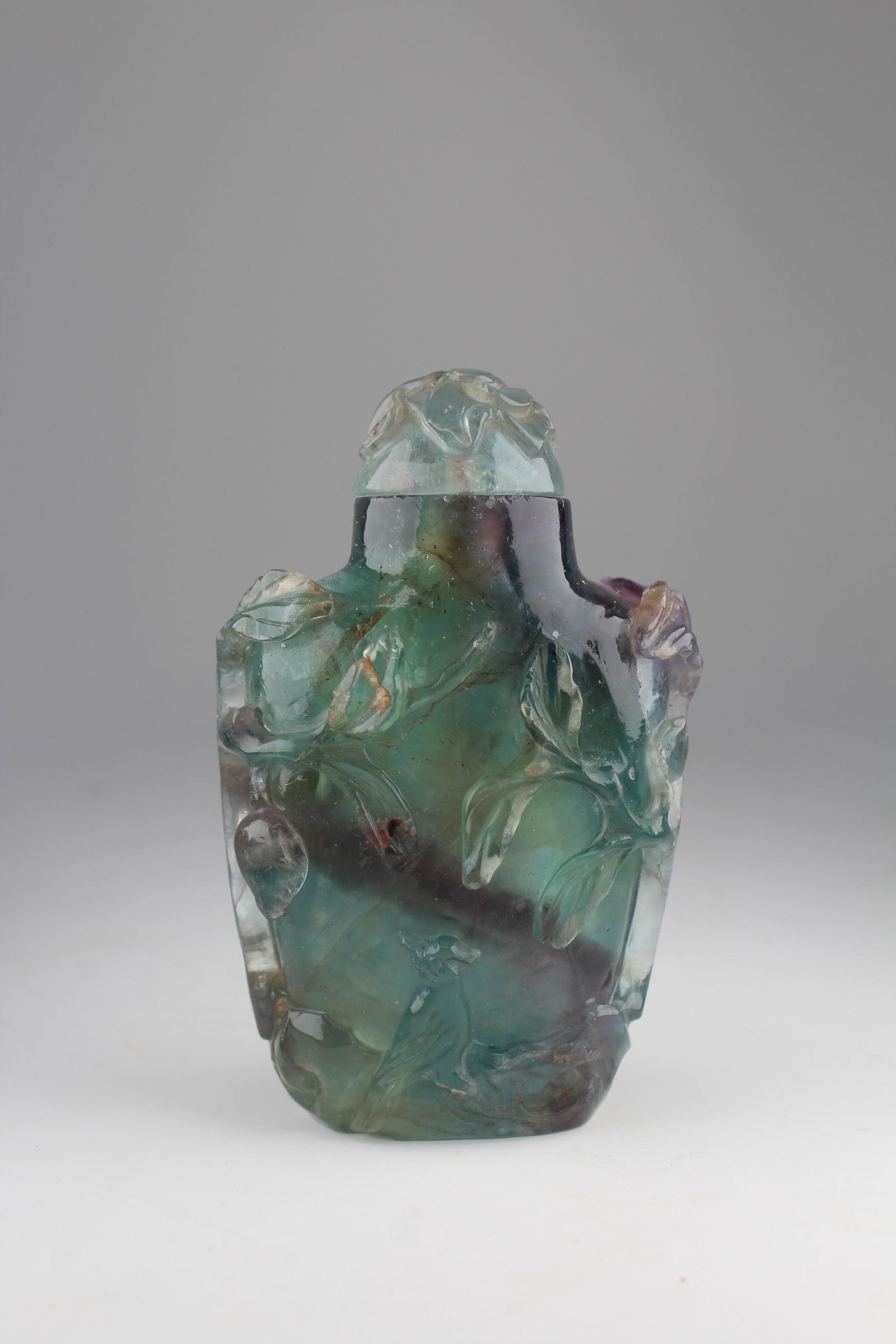 19th C. Chinese Carved Flourite Snuff Bottle (1 of 10)