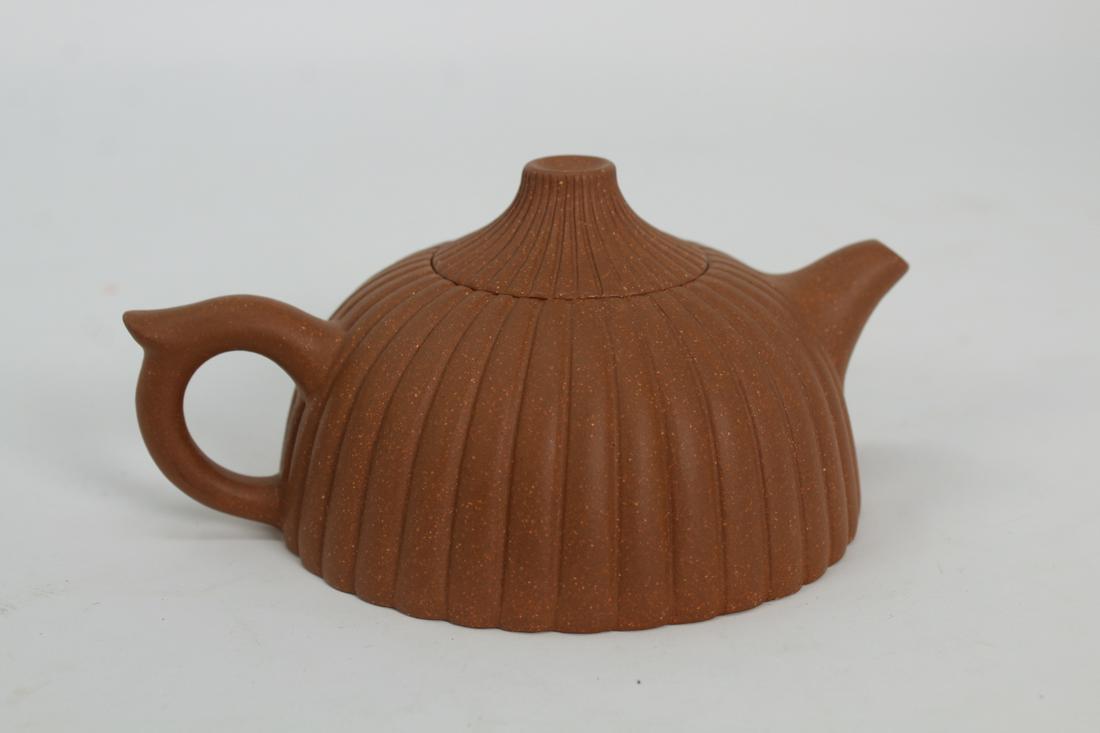 Chinese Clay Teapot, Marked: Chinese Clay Teapot, Marked on bottom. Width: approximately 4.5 in.