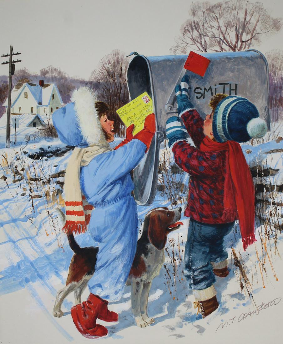 Mel Crawford (B. 1925) Boy and Girl At Mailbox (1 of 4)