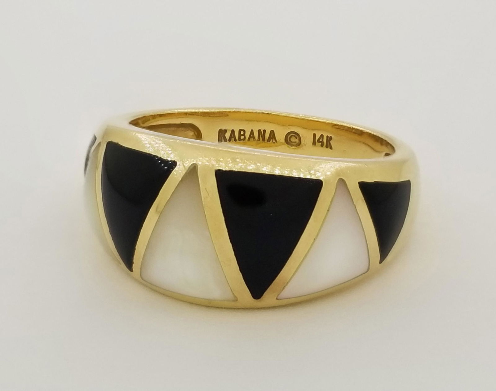 14K Gold 'Kabana" Onyx & Mother of Pearl Ring (1 of 5)