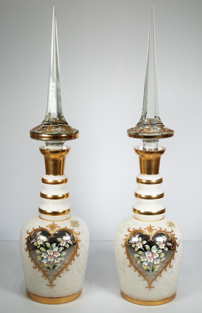 Pair of Large Gilt Painted Bohemian Decanters (1 of 8)
