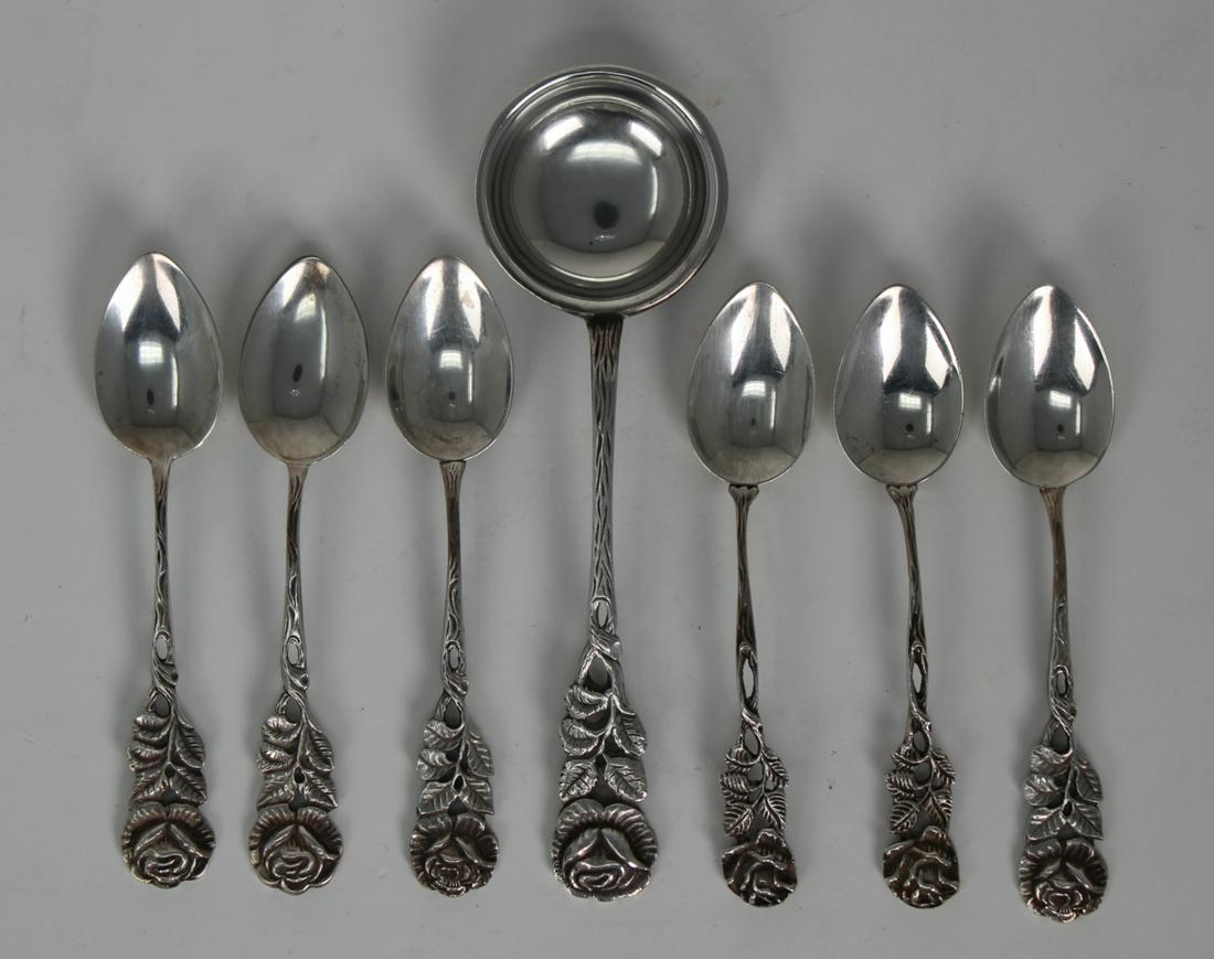 (7) .800 Antiko Silver Spoons: (7) .800 Antiko Silver Spoons. Including (6) demitasse spoons. Total Weight: 2.46 ozt.