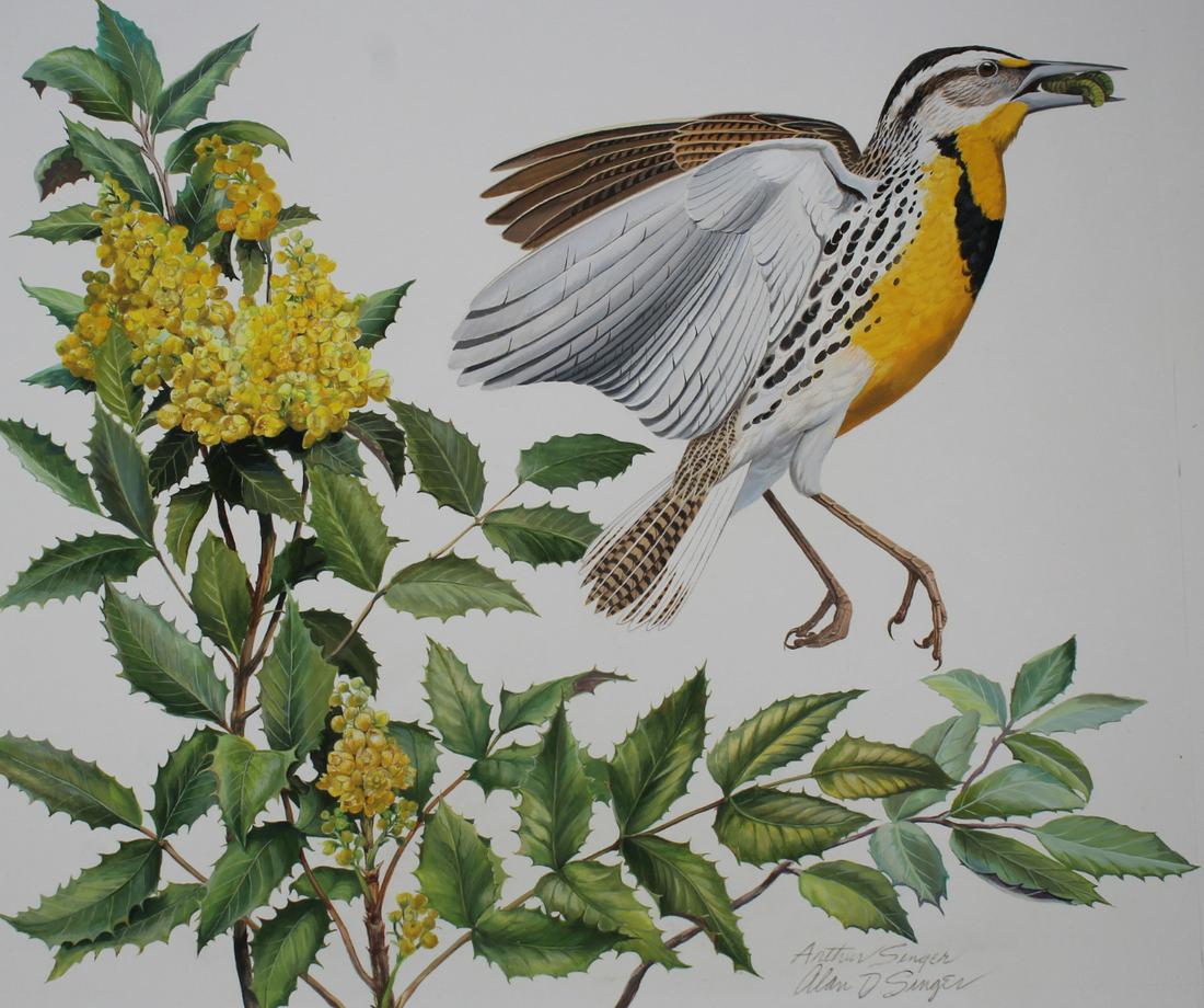 Arthur Singer (1917 - 1990) "Meadowlark & Grape" (1 of 6)