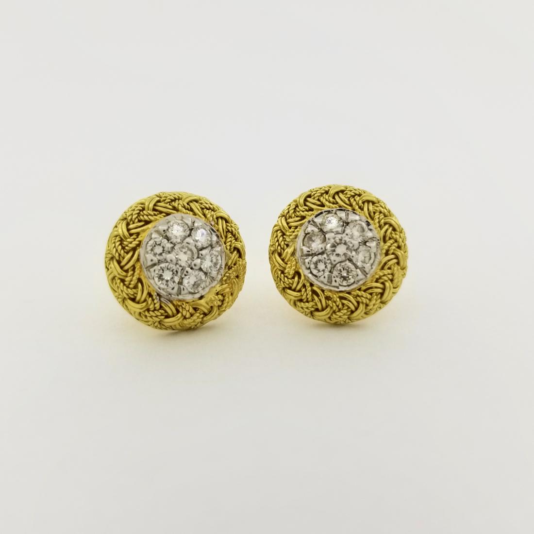 Italian 18K Gold & Diamond Earrings (1 of 5)