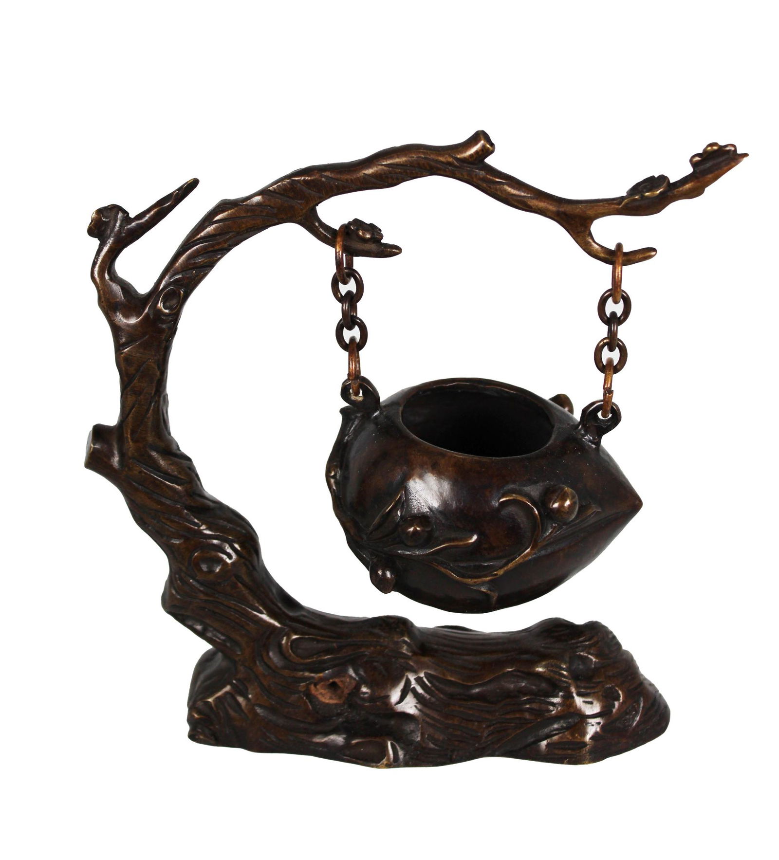 Chinese Bronze Pomegranate Form Brushwasher, Signd (1 of 5)