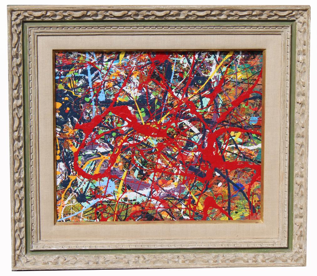 Abstract Expressionist Painting, Heydenryk Frame: American School Abstract Expressionist Painting housed in a Heydenryk frame. Oil on board. Illegibly inscribed verso. Sight Size: 18 x 22 in. Overall Framed Size: 31 x 27 in.
