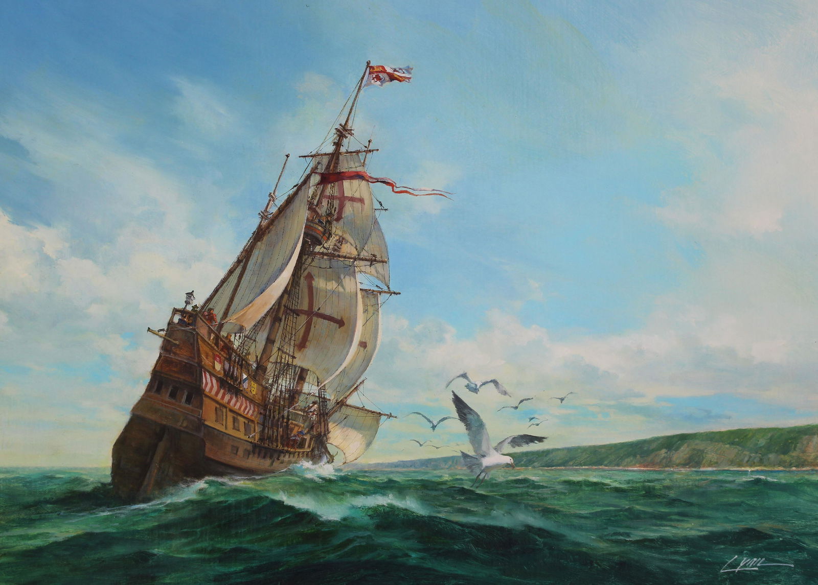 Dennis Lyall (B. 1946) "Sailing Ship of Discovery" (1 of 4)