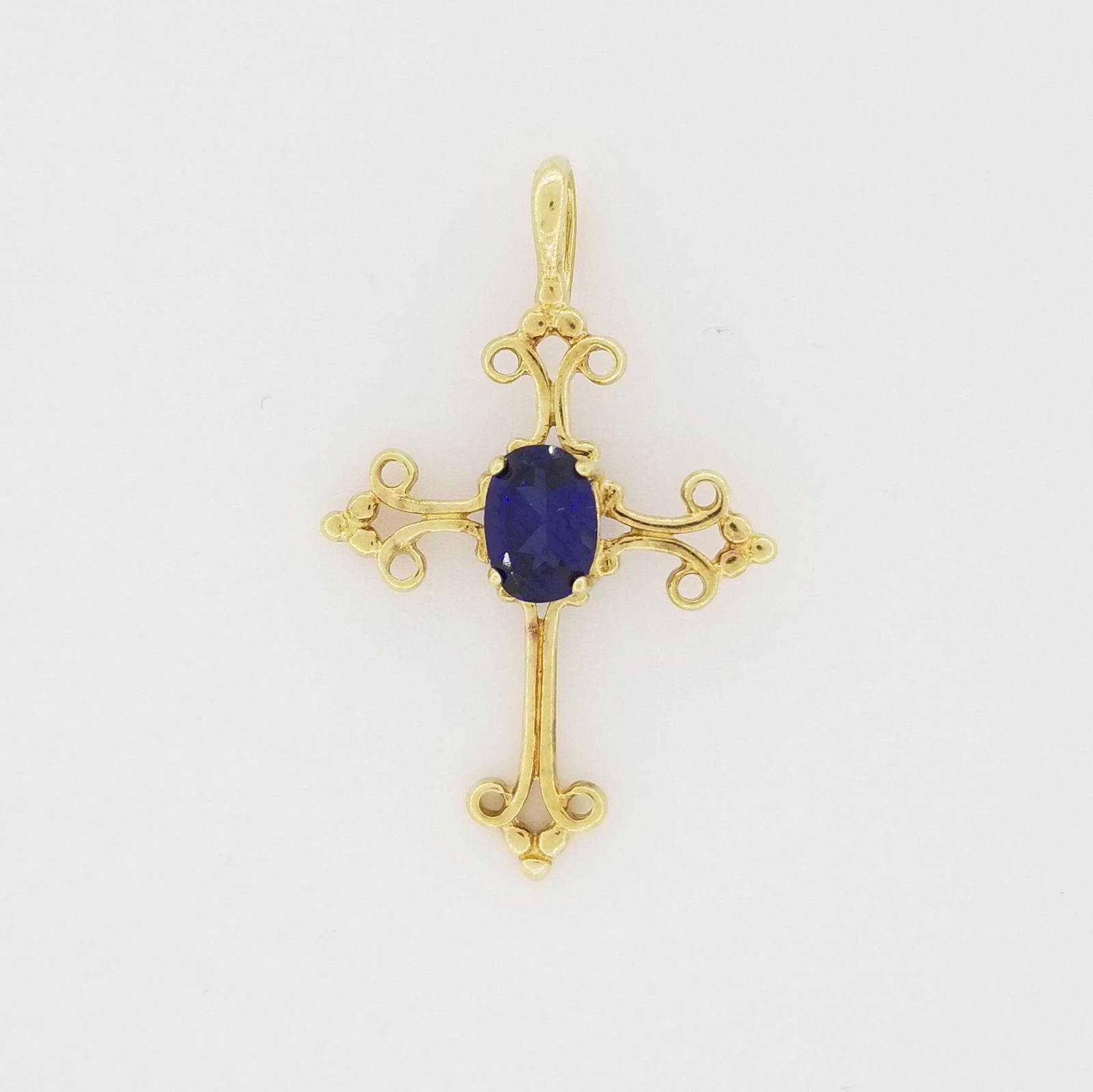 10K Gold & Sapphire Cross Pendant (1 of 6)