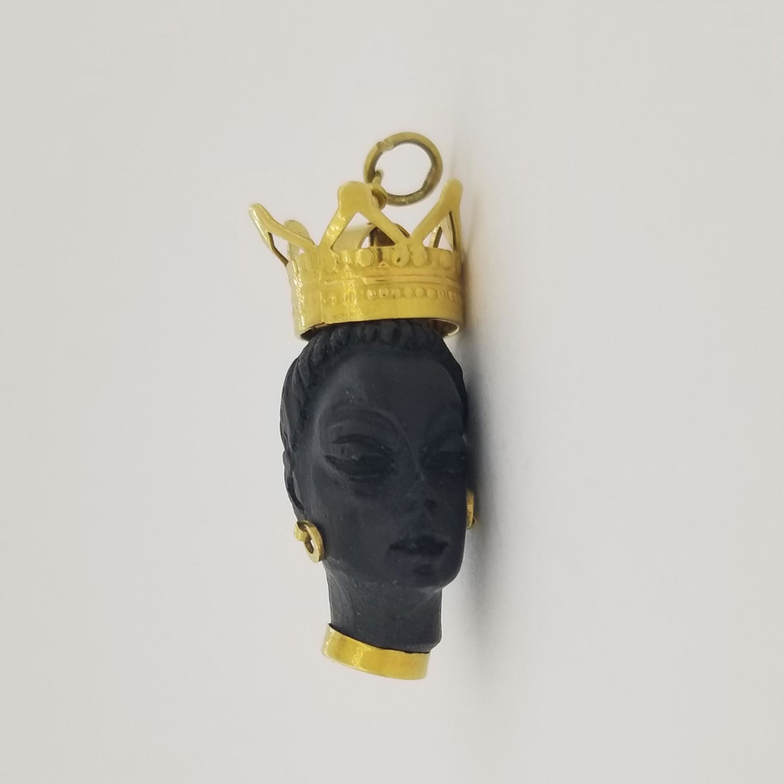 Italian 18K Gold & Ebony Blackamoor Carved Pendant (1 of 5)