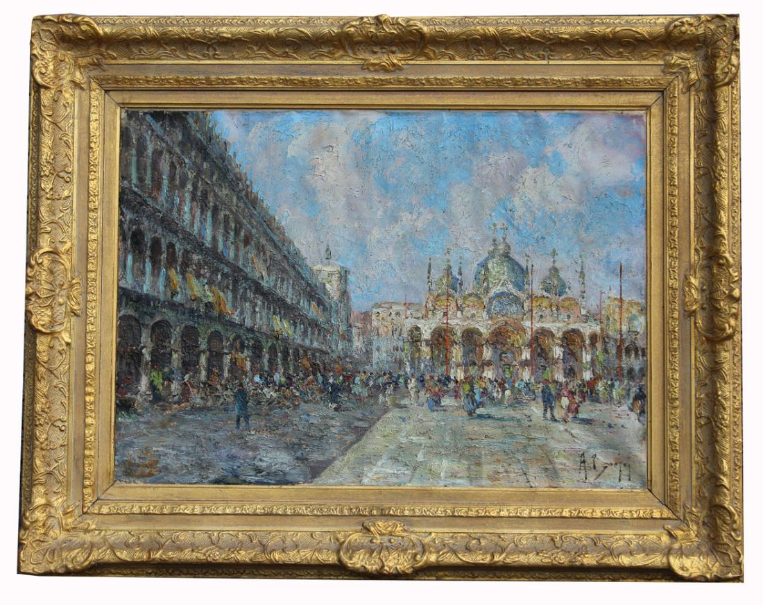 Signed, Impressionist Italian Painting. St Mark's (1 of 7)