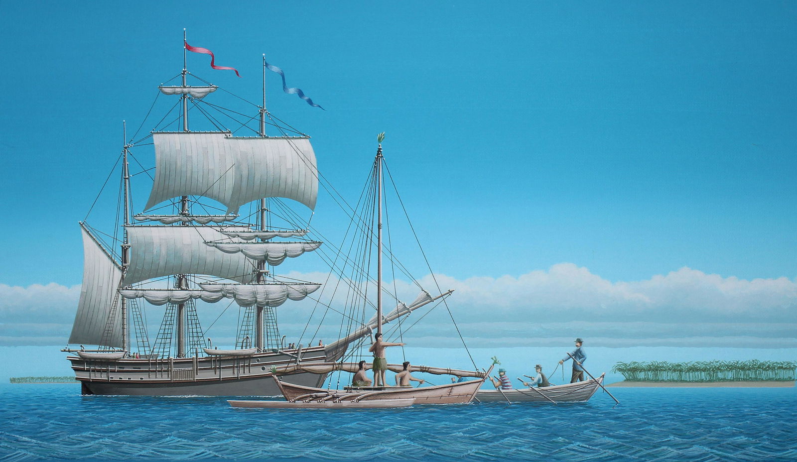 Keith Reynolds (B. 1929) "Whaleship Potomac": Keith Reynolds (American, B. 1929) "Whaleship Potomac" Signed lower right. Original Oil painting on Canvas Board. Provenance: Collection of James A. Helzer (1946-2008), Founder of Unicover Corporation