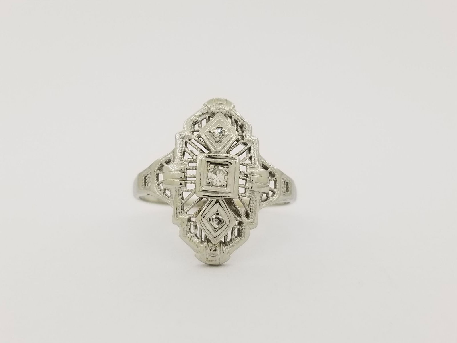 14K WG Art Deco Diamond Ring (1 of 6)