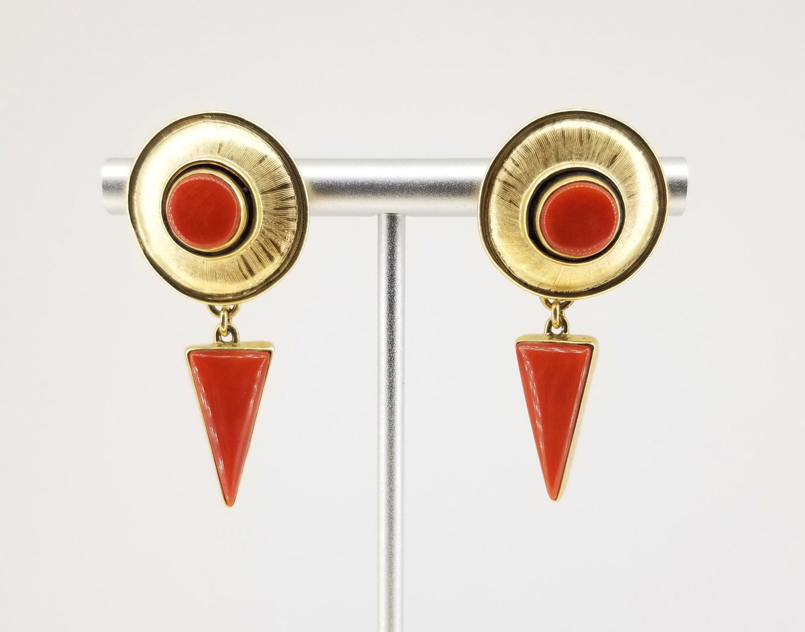 14K Gold & Red Coral Drop Earrings (1 of 7)