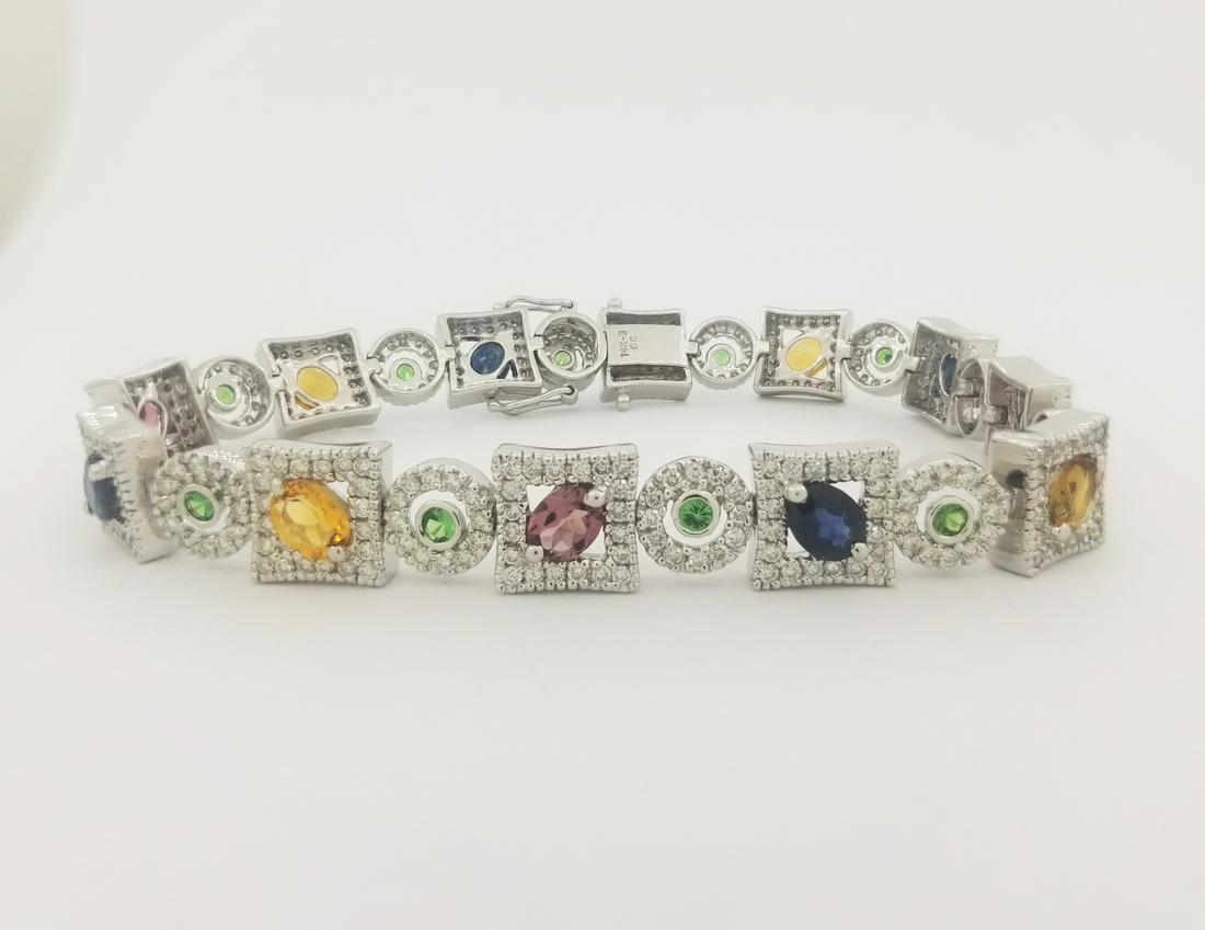 14K WG Multi-Colored Precious Stone Bracelet (1 of 5)