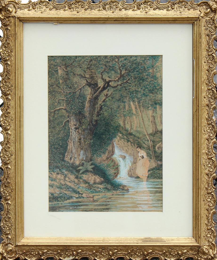 1884 European School Watercolor, Signed (1 of 5)