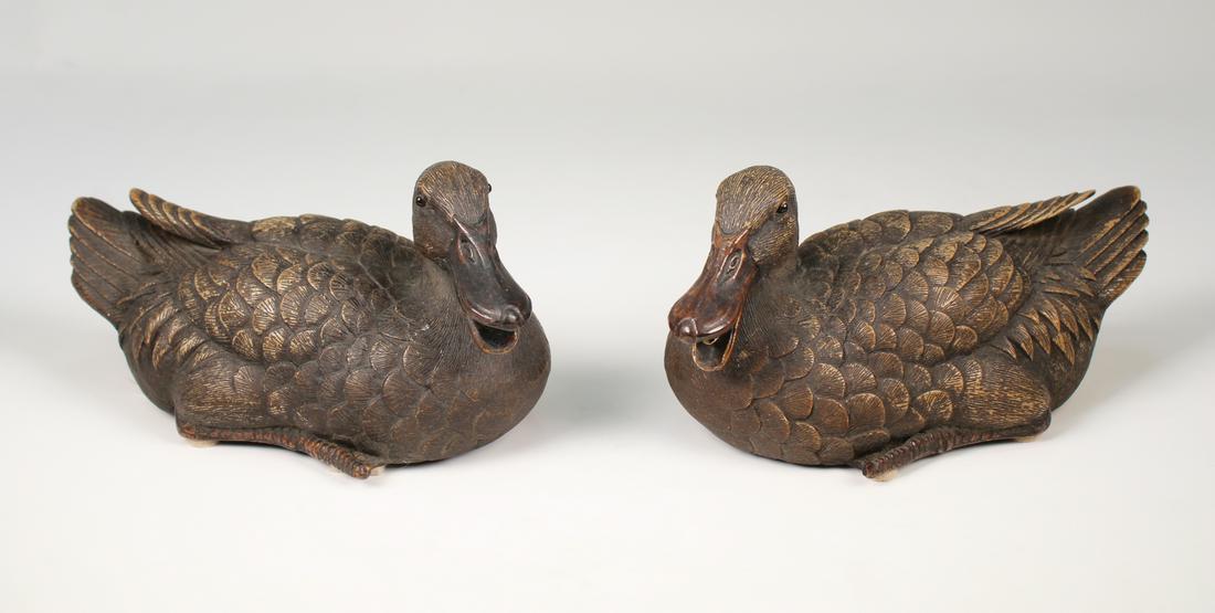 (2) Chinese Shiwan Ceramic Duck Figures, Signed (1 of 6)