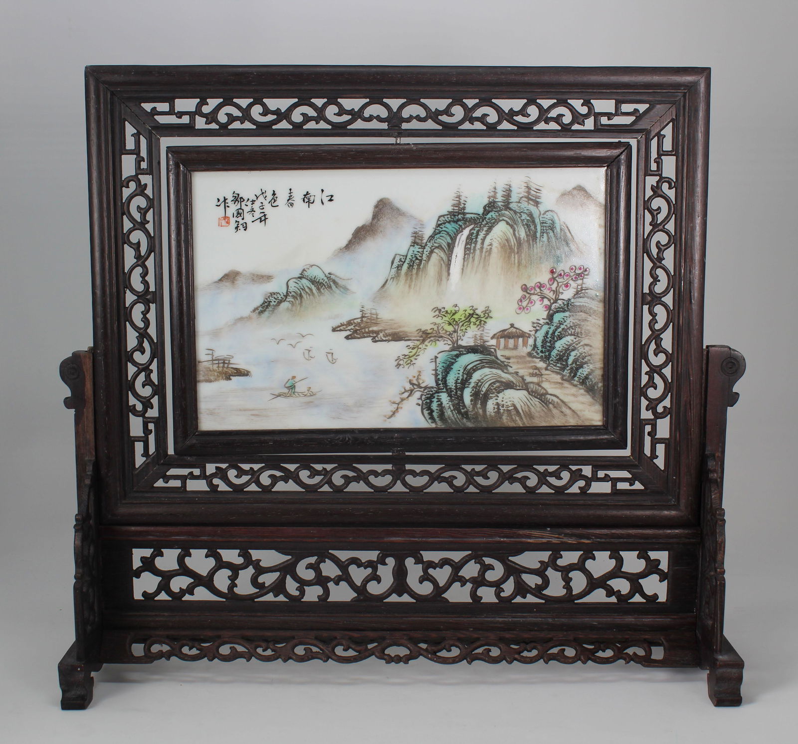 Signed, Chinese Porcelain Landscape Plaque (1 of 3)