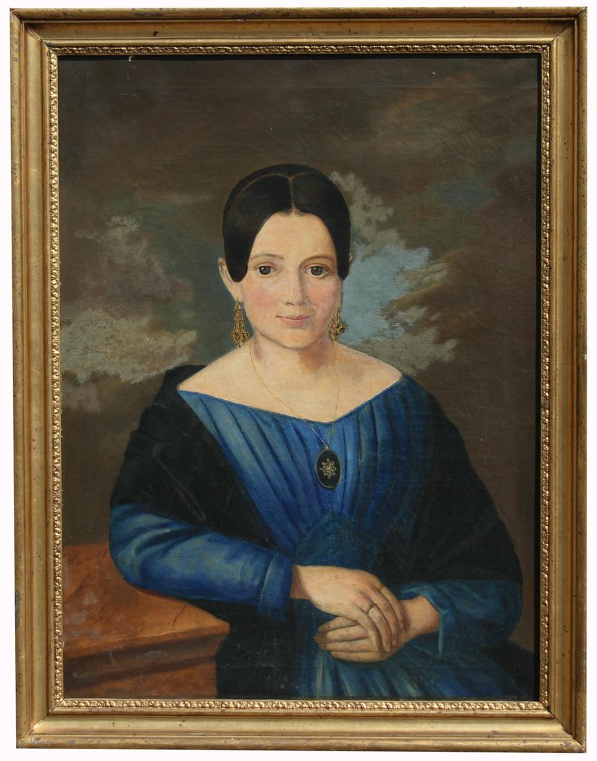 European School 19th C. Portrait of Woman: European School 19th C. Portrait of an Elegant Woman. Oil on canvas. Appears to be unsigned, has not been examined out of frame. Provenance: Private New York City collection. Sight Size: 27.5 x 21 in.