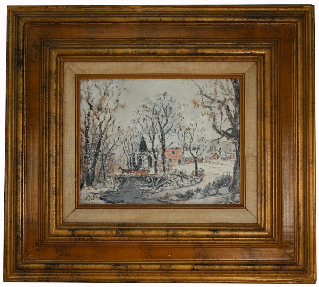 Signed, 20th C. Winter Landscape Near Creek (1 of 4)