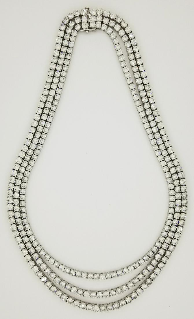 Stunning 18K WG 54ctw 3-Strand Diamond Necklace (1 of 8)