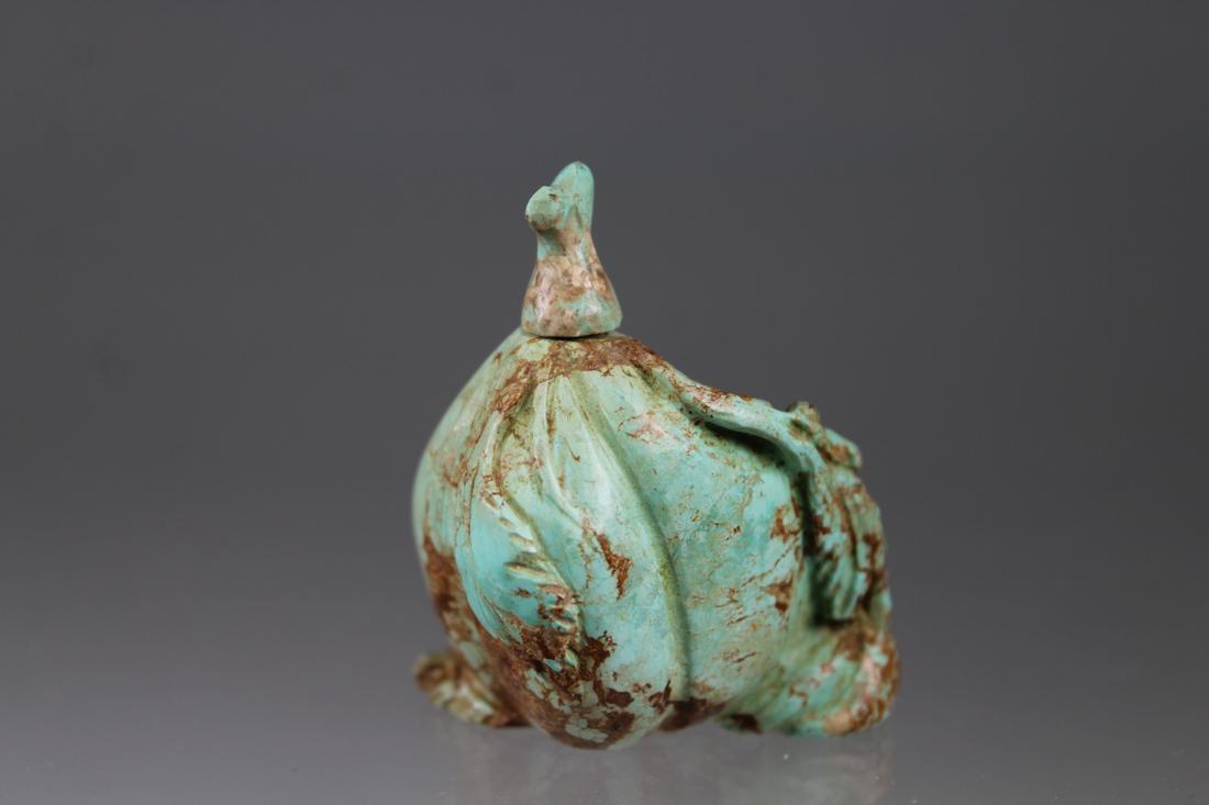 Chinese Carved Turquoise Peach Form Snuff Bottle (1 of 7)