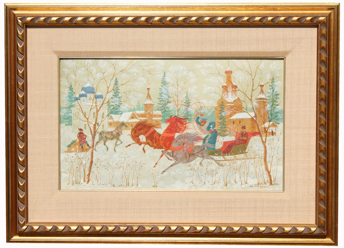 Signed, Russian School Troika Painting (1 of 4)