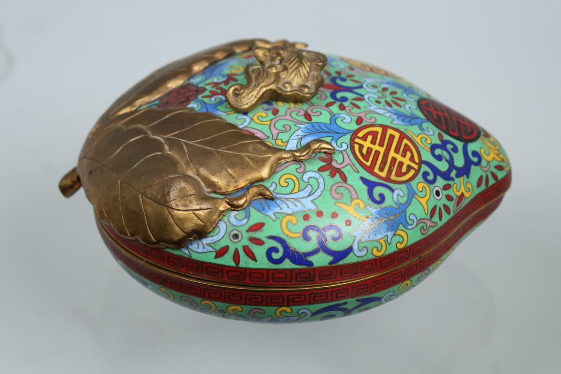 Chinese Cloisonne Pomegranate Form Covered Box (1 of 8)