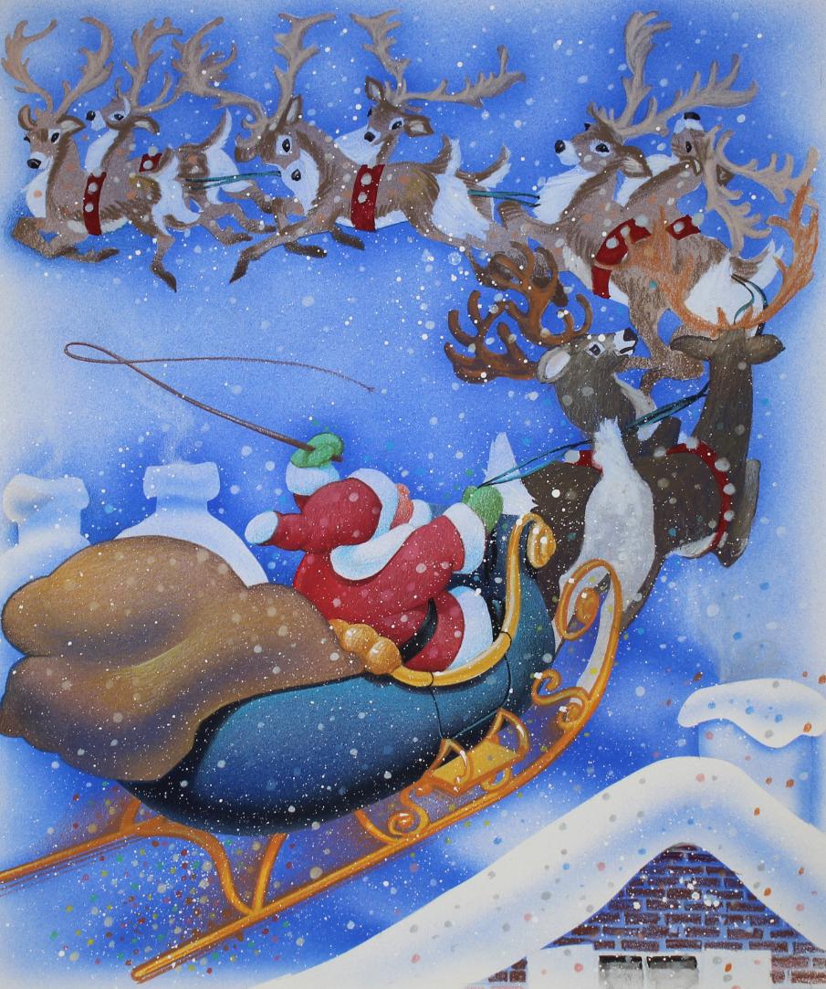 Jim Butcher (B. 1944) "Santa and Sleigh" (1 of 3)