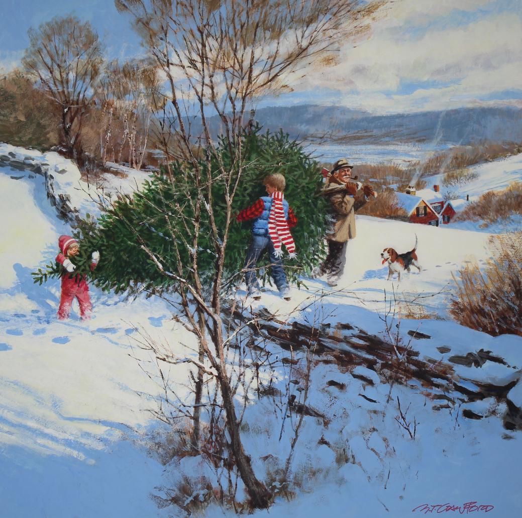 Mel Crawford (B. 1925) Bringing Home the Tree (1 of 4)