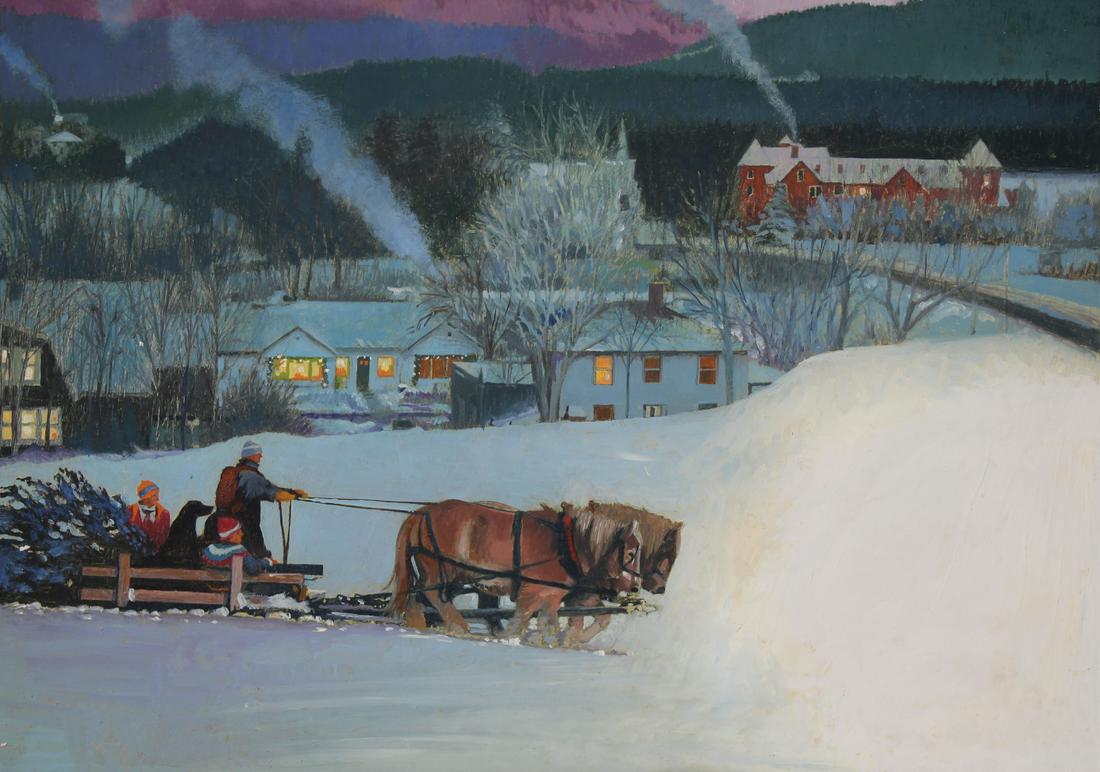 Jim Butcher (B. 1944) Bringing the Christmas Tree (1 of 4)