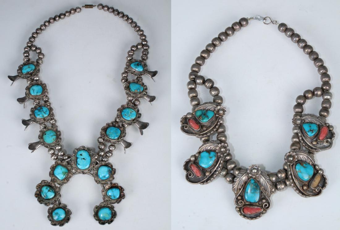 (2) Navajo Turquoise Necklaces, One Signed (1 of 7)