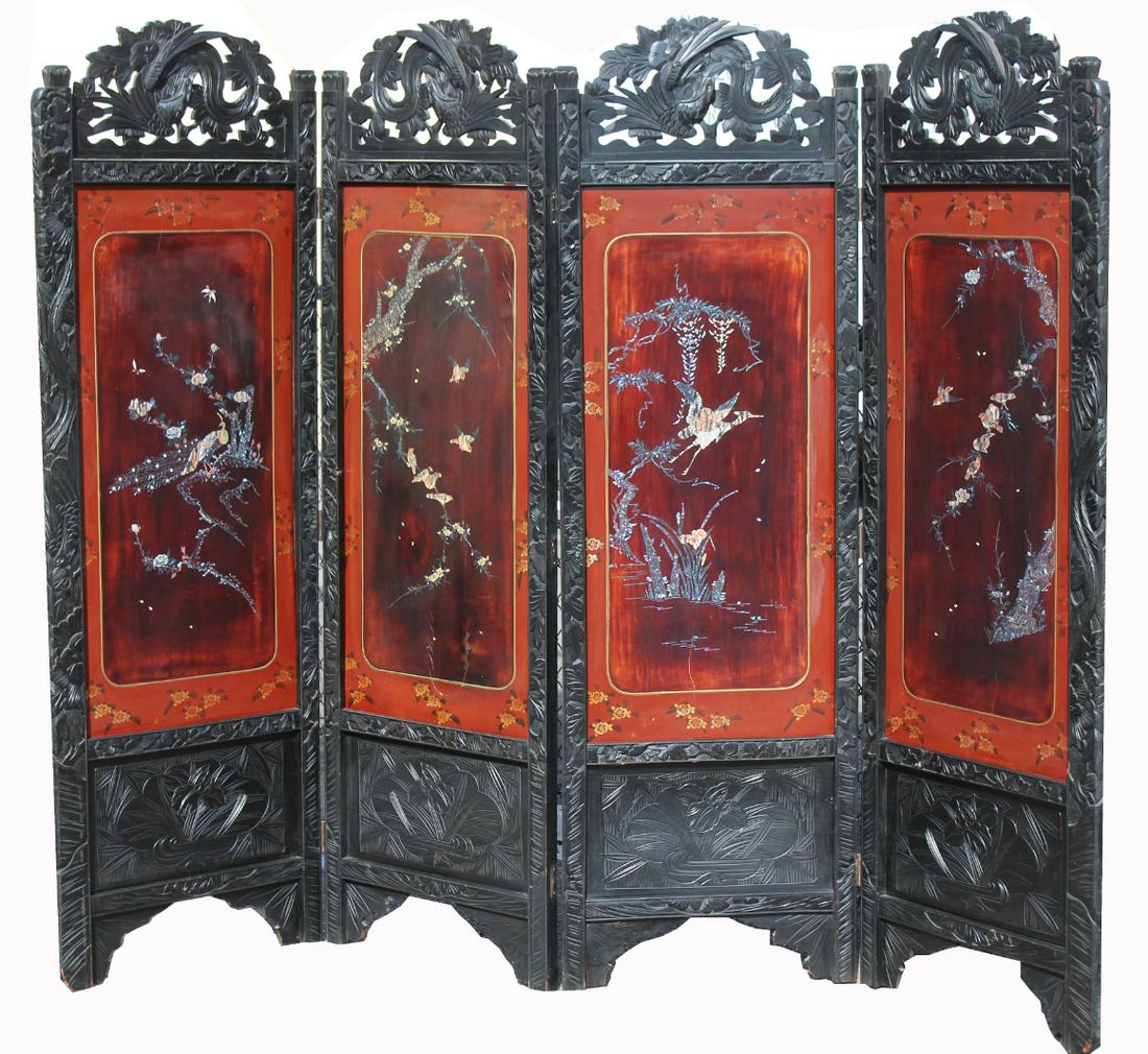 Chinese Mother of Pearl Inlaid Room Divider (1 of 6)