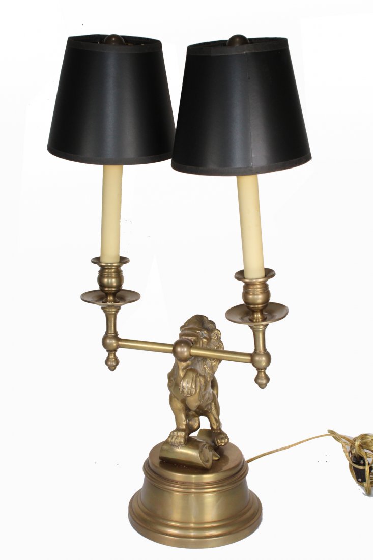 Antique French Bronze Lion Form Lamp (1 of 3)