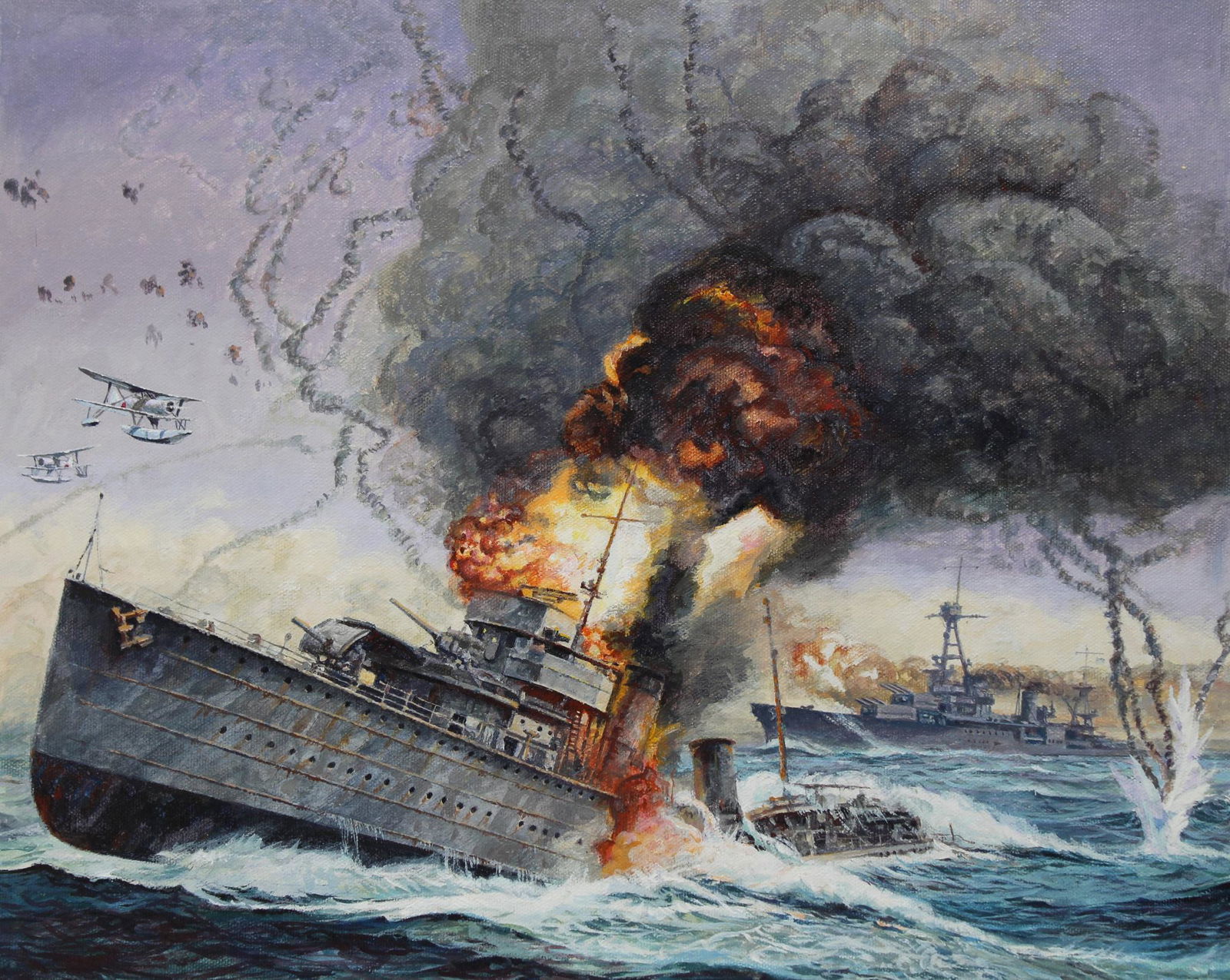 Brian Sanders (B. 1937) "Battle of Java Sea" (1 of 4)
